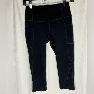 Heathyoga Women's Black Workout Capris with Pockets Tummy Control Size Small